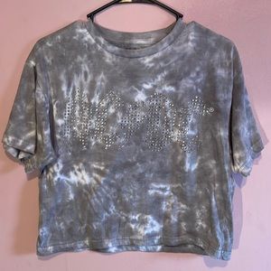 Tye dye AC/DC Bling Crop Top